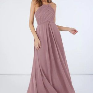 Azazie Ginger Bridesmaid Dress in Dusty Rose - A-line pleated floor-length